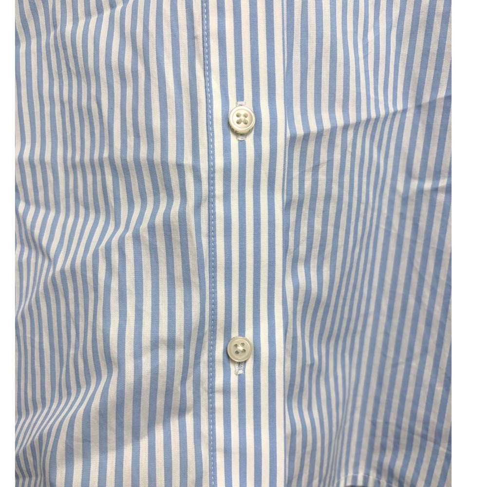 Favorite Daughter The Crop Stripe Cotton Button-Up Shirt Blue M - Picture 13 of 15